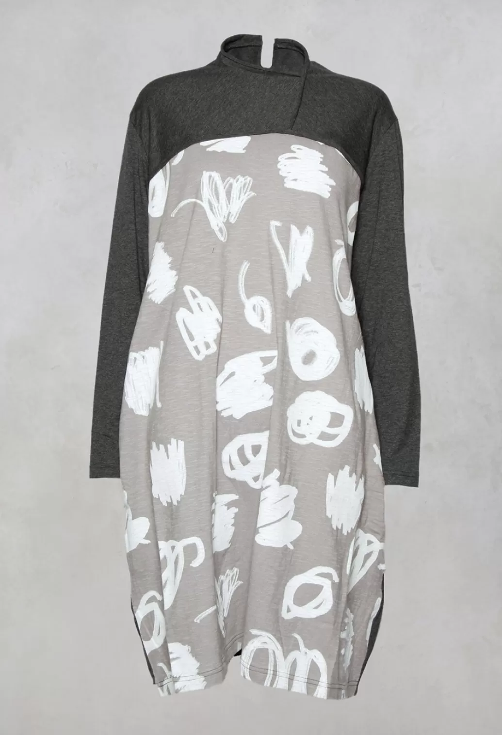 Jumpers^Moyuru Tunic Jumper Dress With Print In Grey And White