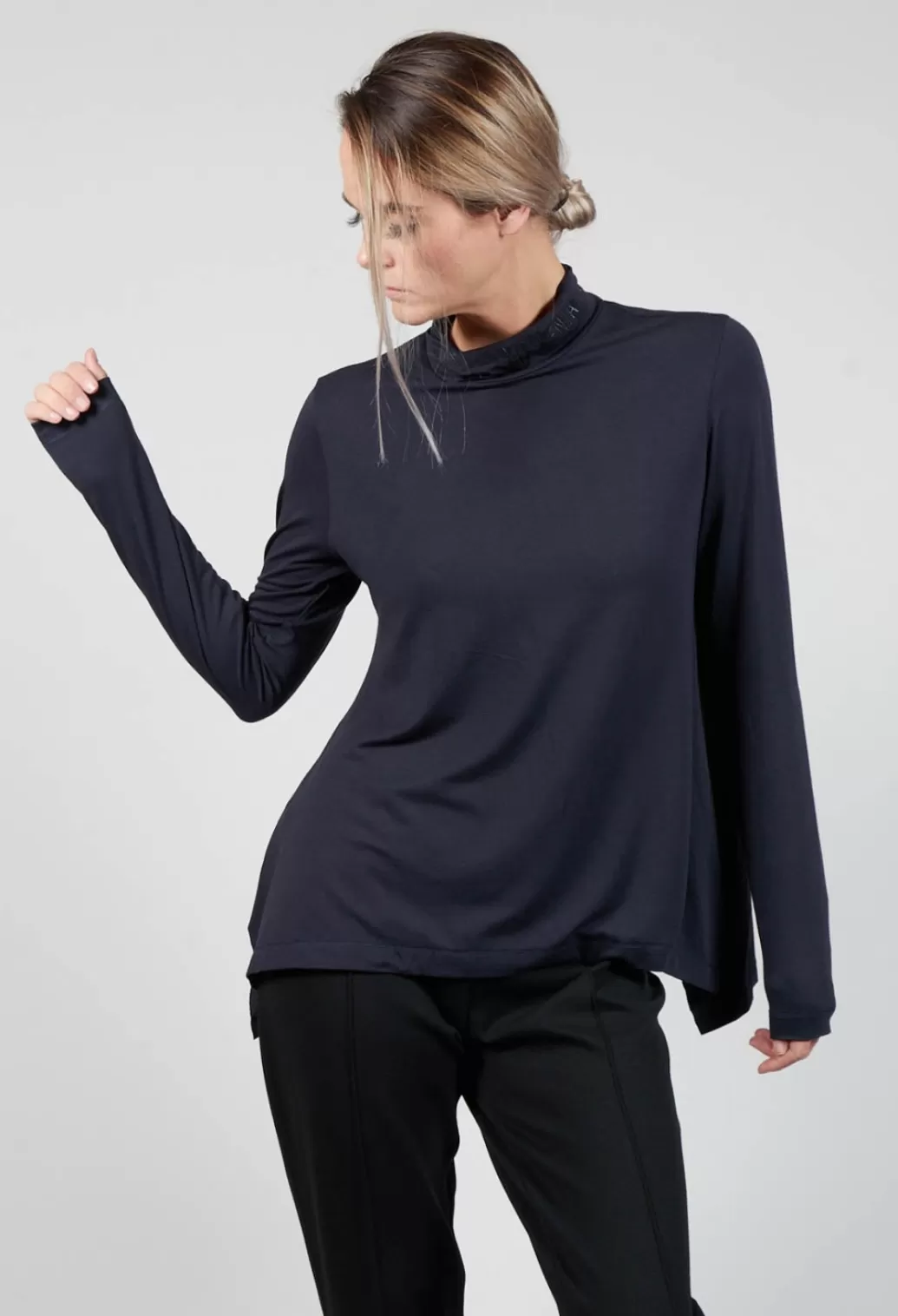Shirts & Blouses^Xenia Design Turtle Neck Kord Top With Logo In Dark Blue