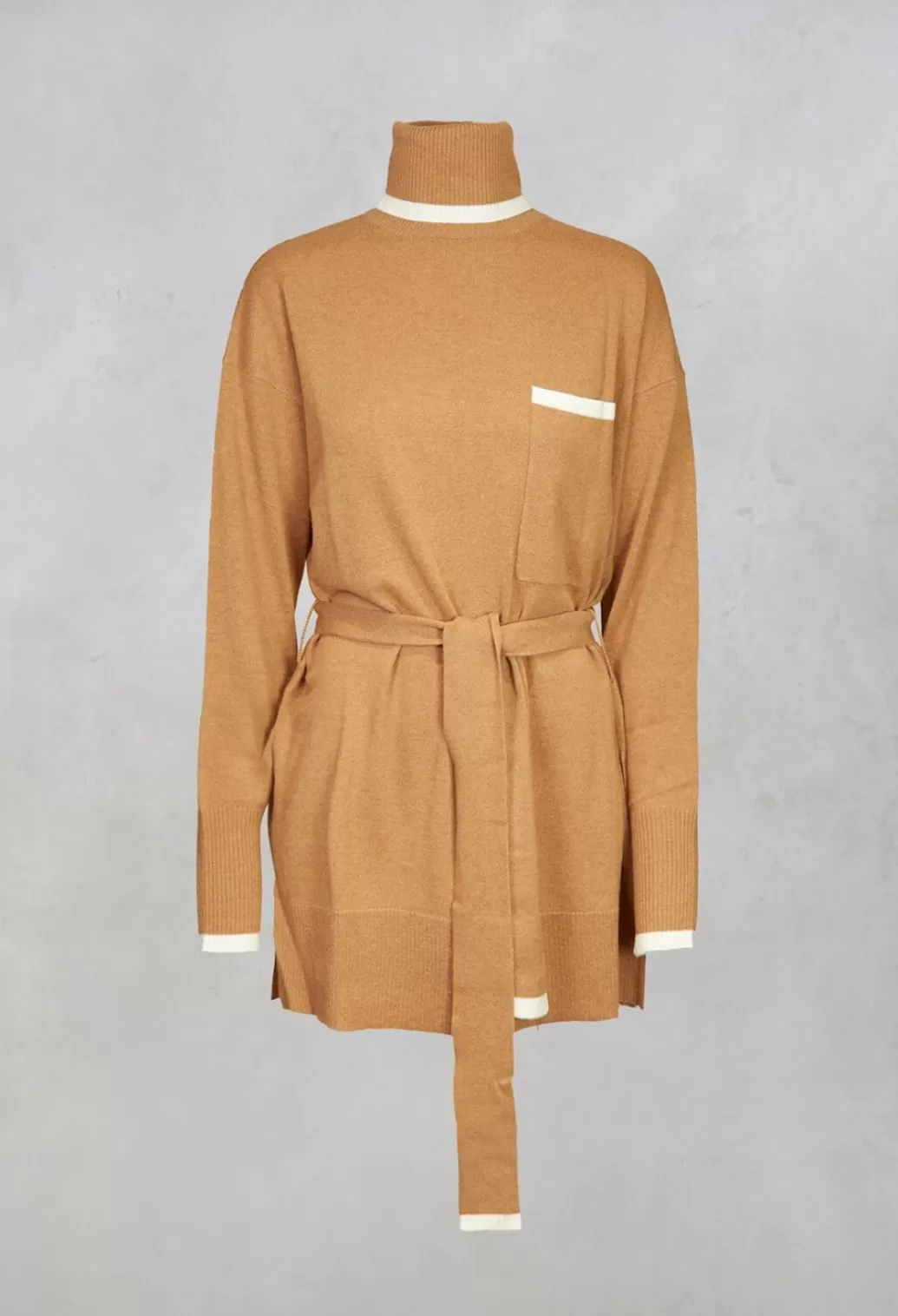 Knitwear^Beatrice B Turtleneck Belted Jumper In Ginger