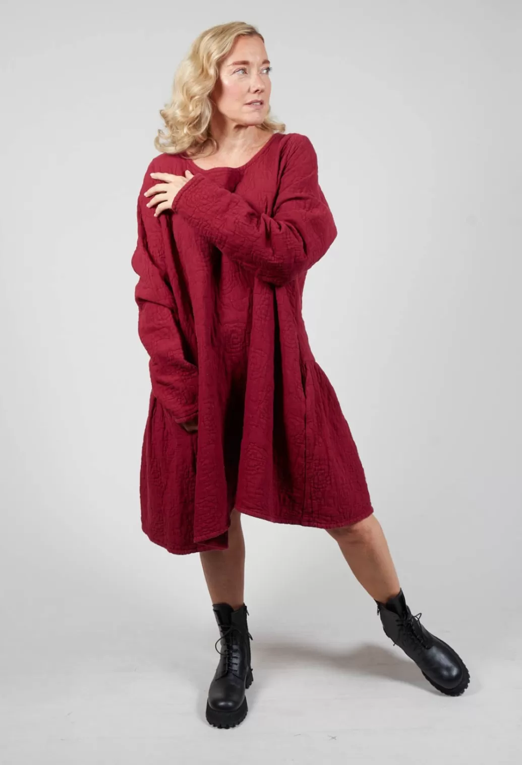 Dresses^Privatsachen Urklang Textured Dress In Marone Red