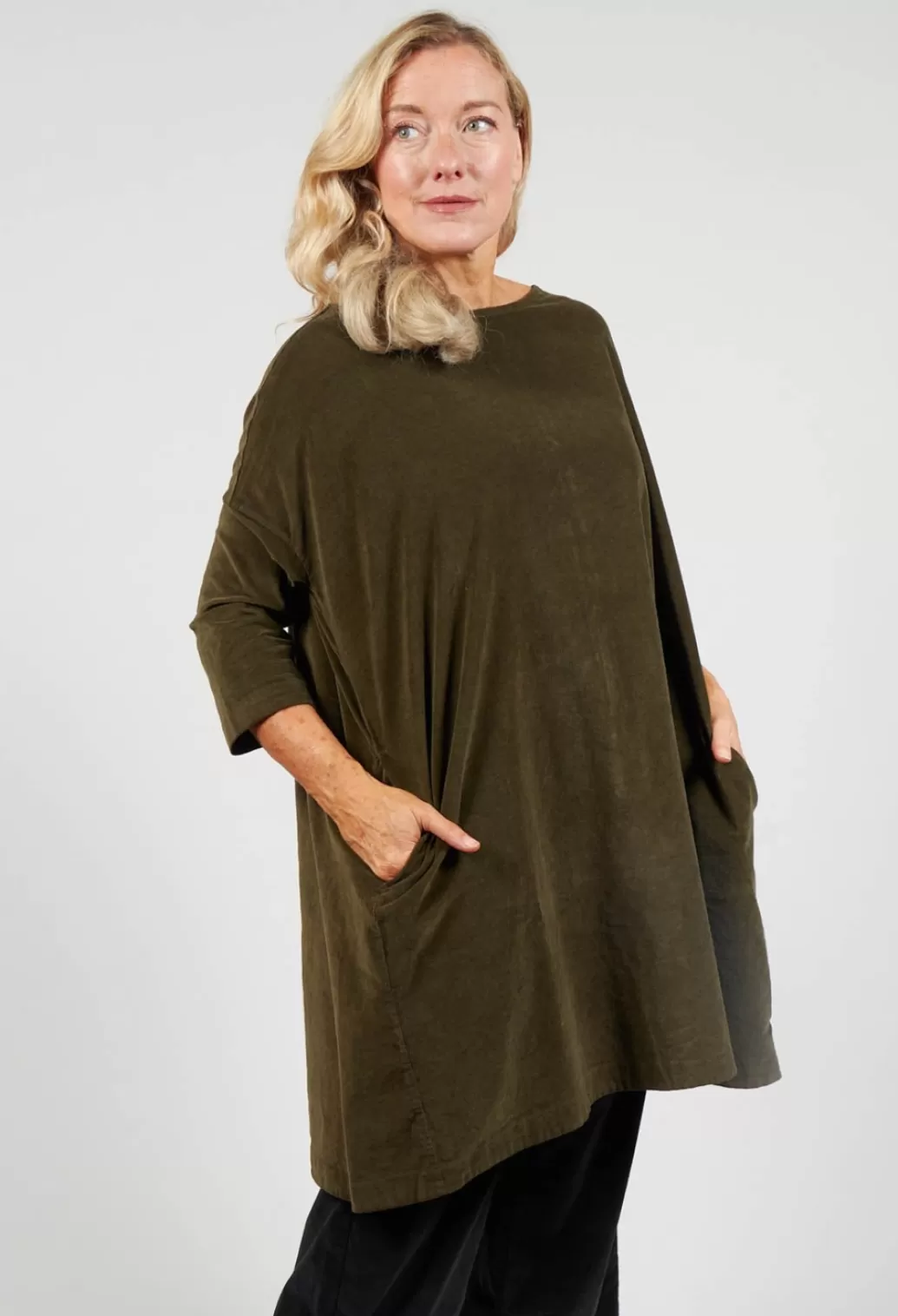 Dresses^Album Di Famiglia Velvet Boatneck Tunic In Olive