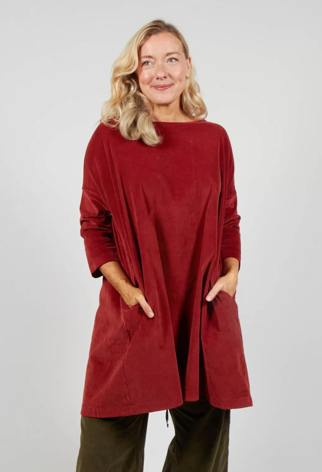 Dresses^Album Di Famiglia Velvet Boatneck Tunic In Red