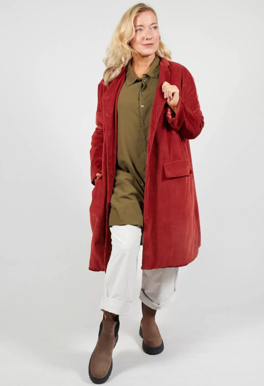 Coats^Album Di Famiglia Velvet Coat In Red