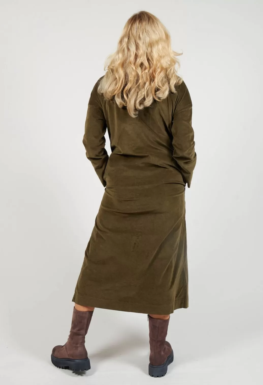 Dresses^Album Di Famiglia Velvet Collar Dress In Olive