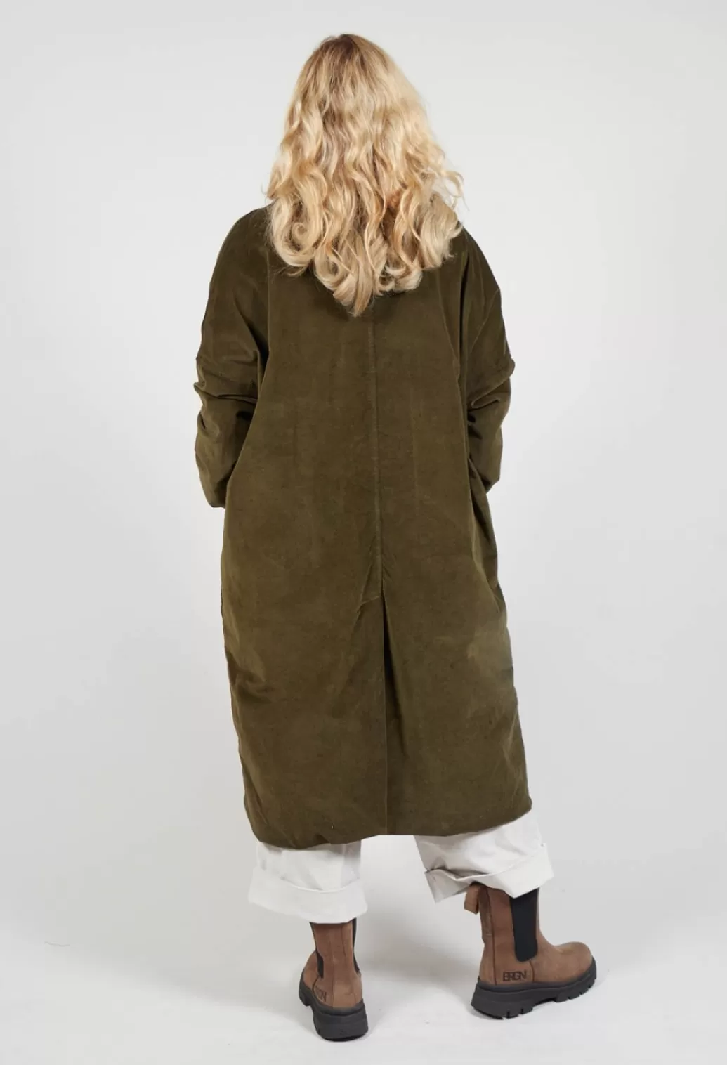 Coats^Album Di Famiglia Velvet Loose Coat In Olive