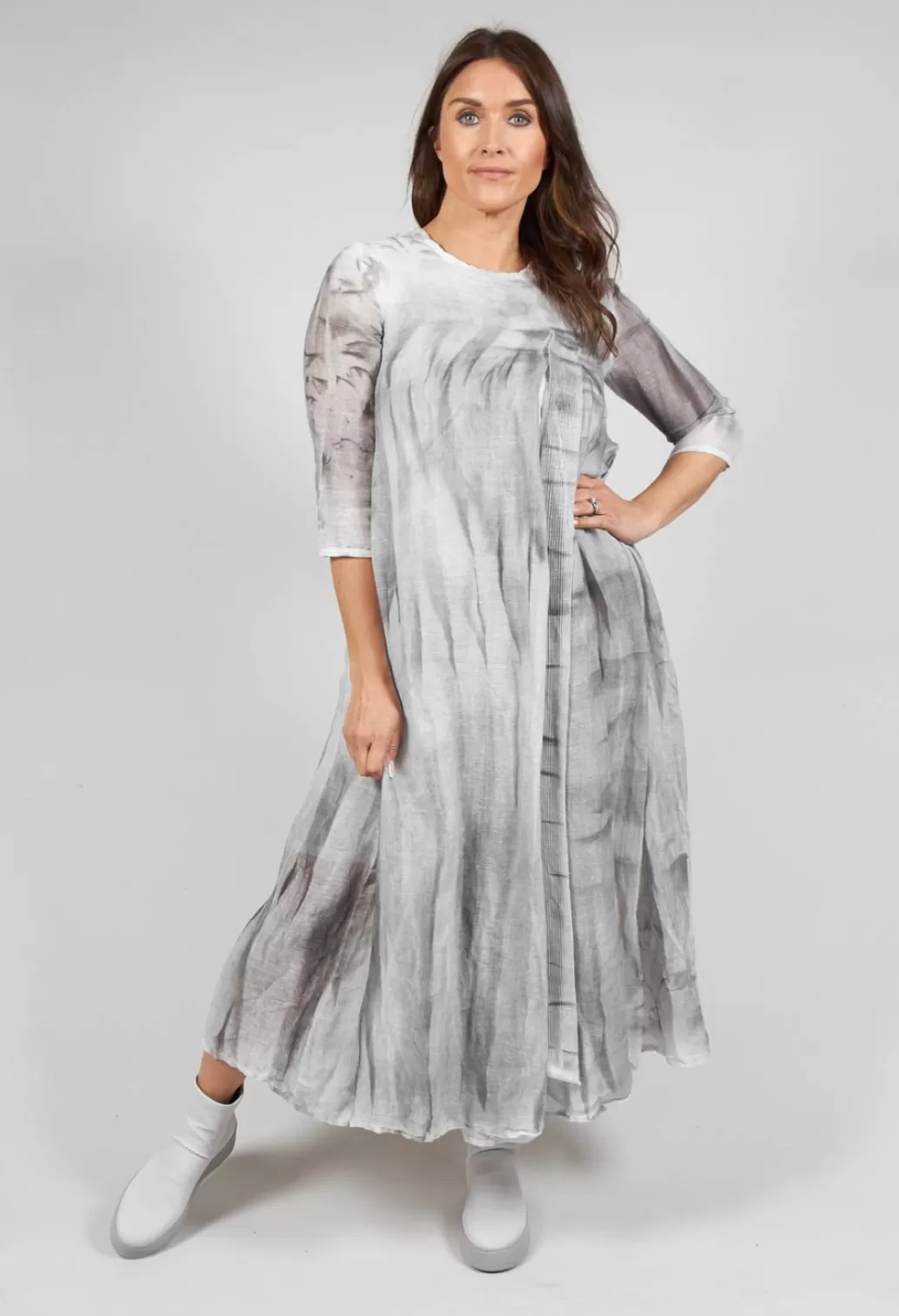 Dresses^Un-namable Violet Dress With Hand Painted Print In Grey