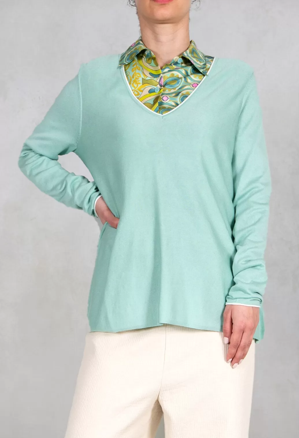 Jumpers^Maliparmi V-Neckline Jumper In Verde Acqua-Water