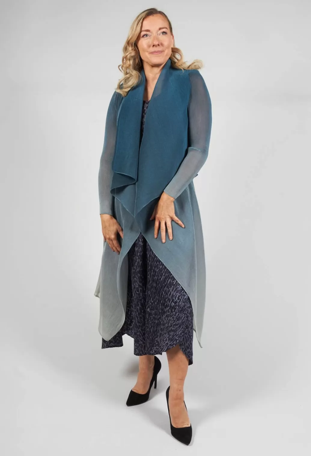 Coats^Alquema Waterfall Front Coat In Royal Ombre