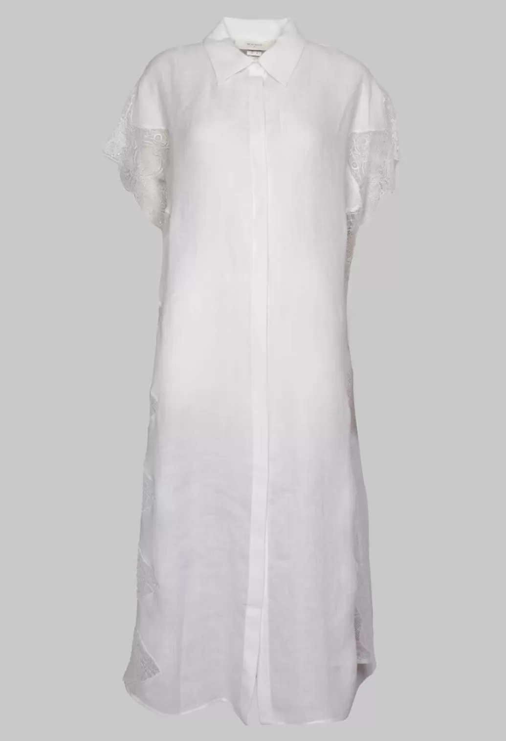 Dresses^Beatrice B White Shirt Dress With Lace Detail