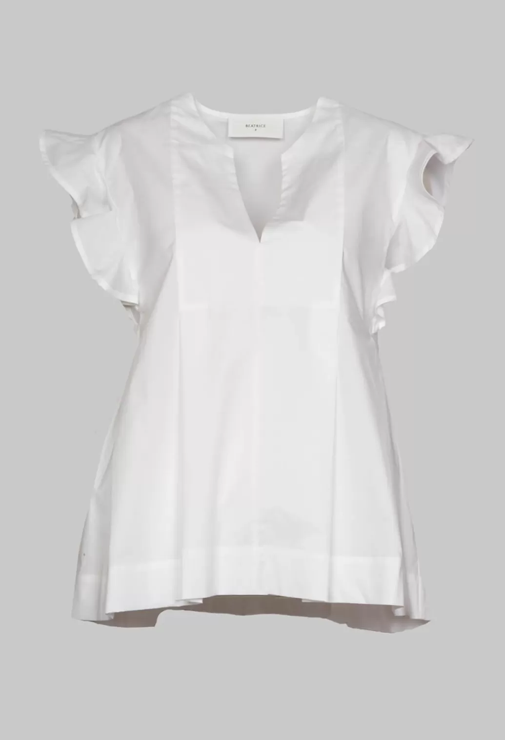 Shirts & Blouses^Beatrice B White V Neck Shirt With Flounce Sleeves