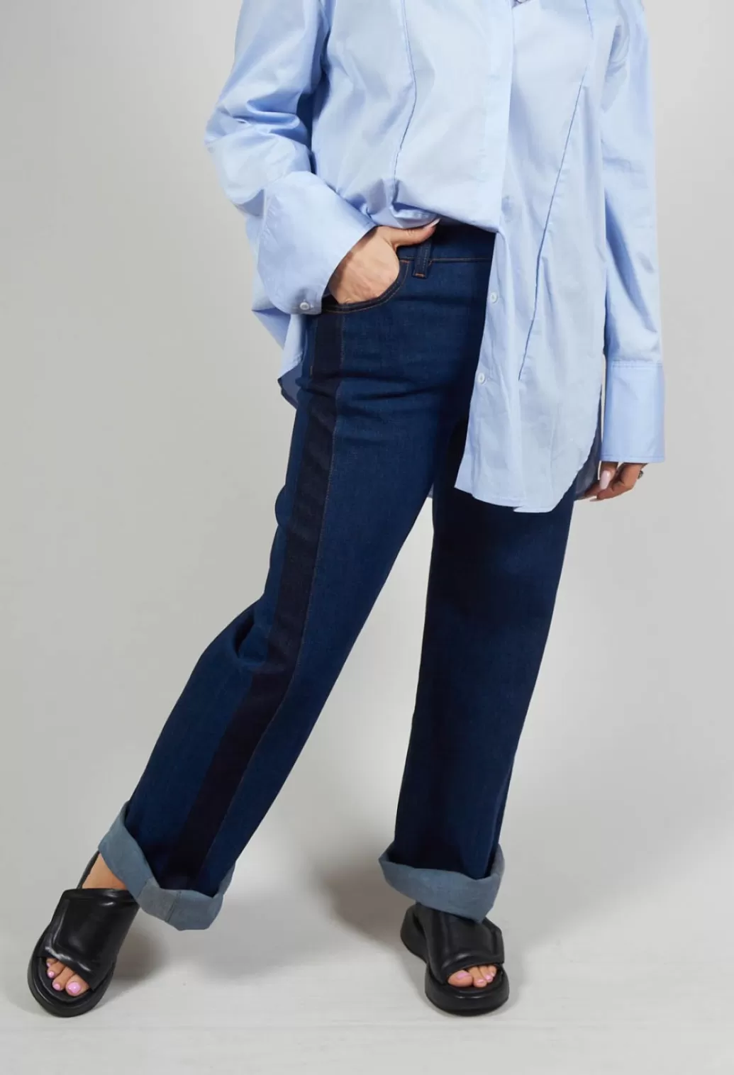 Jeans^Malloni Wide Leg Denim Jeans In Aragonite Indigo