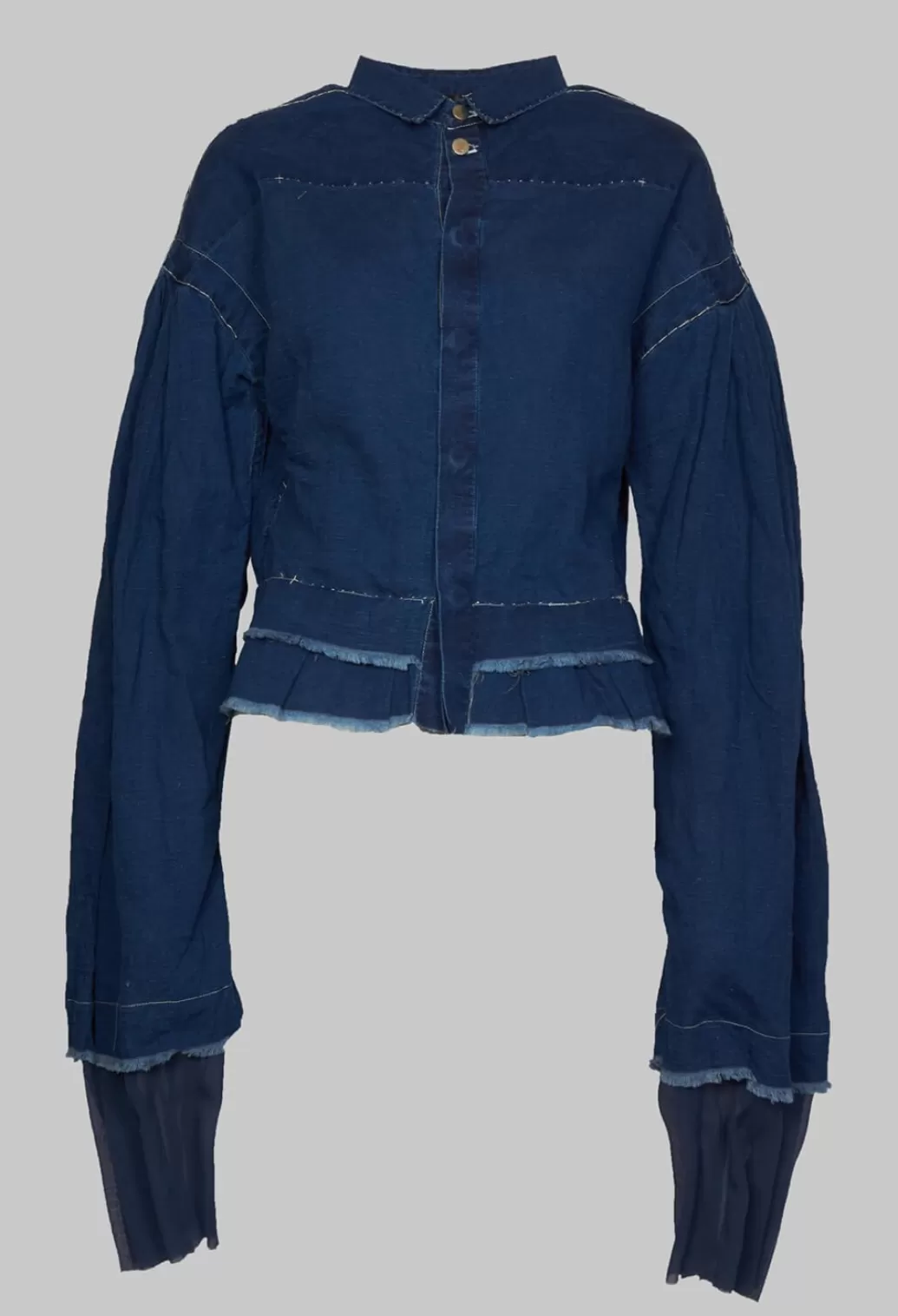 Shirts & Blouses^Umit Unal Wide Sleeve Shirt With Distressed Detail In Dark Navy