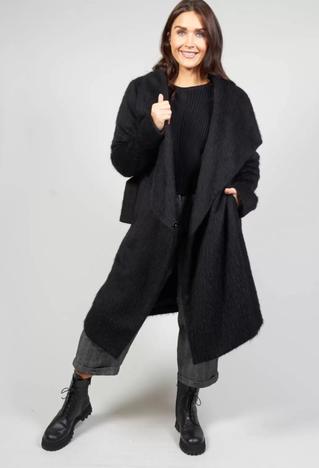 Coats^Malloni Wool Mix Coat In Nero