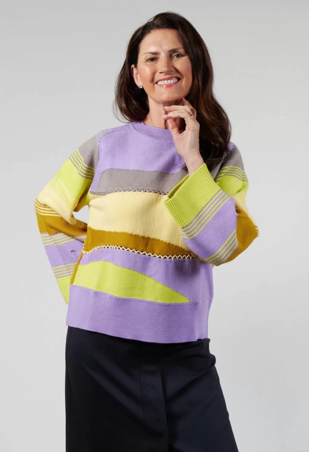 Jumpers^Beatrice B Wool Striped Jumper In Violet