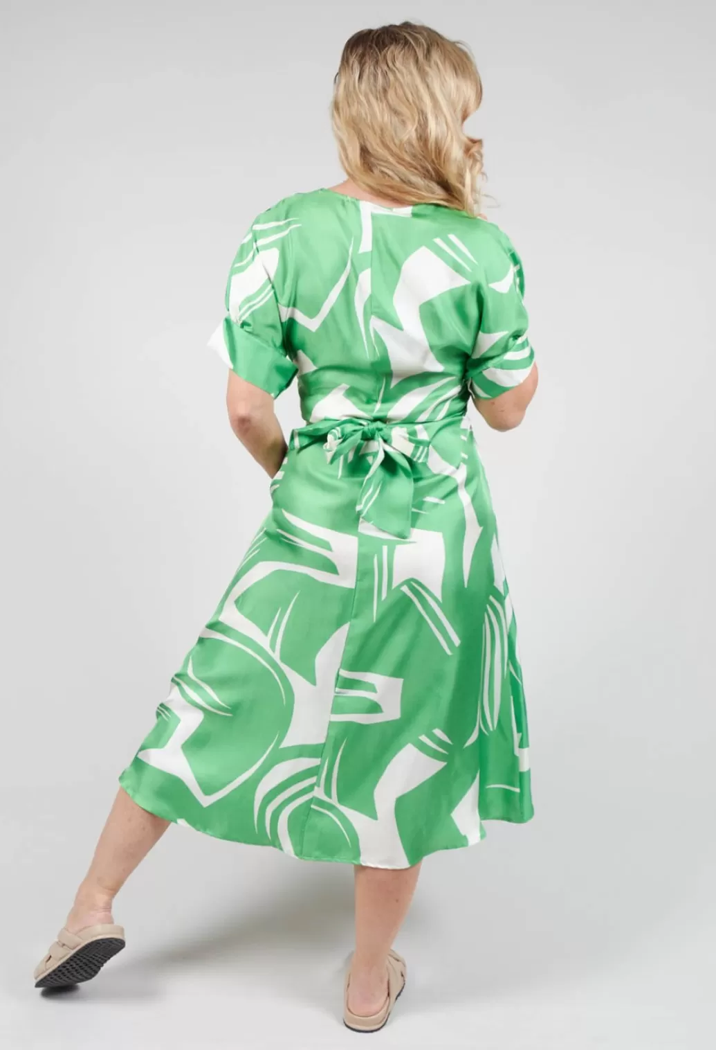 Dresses^Beatrice B Wrap Over Silk Dress In Green Macro Print