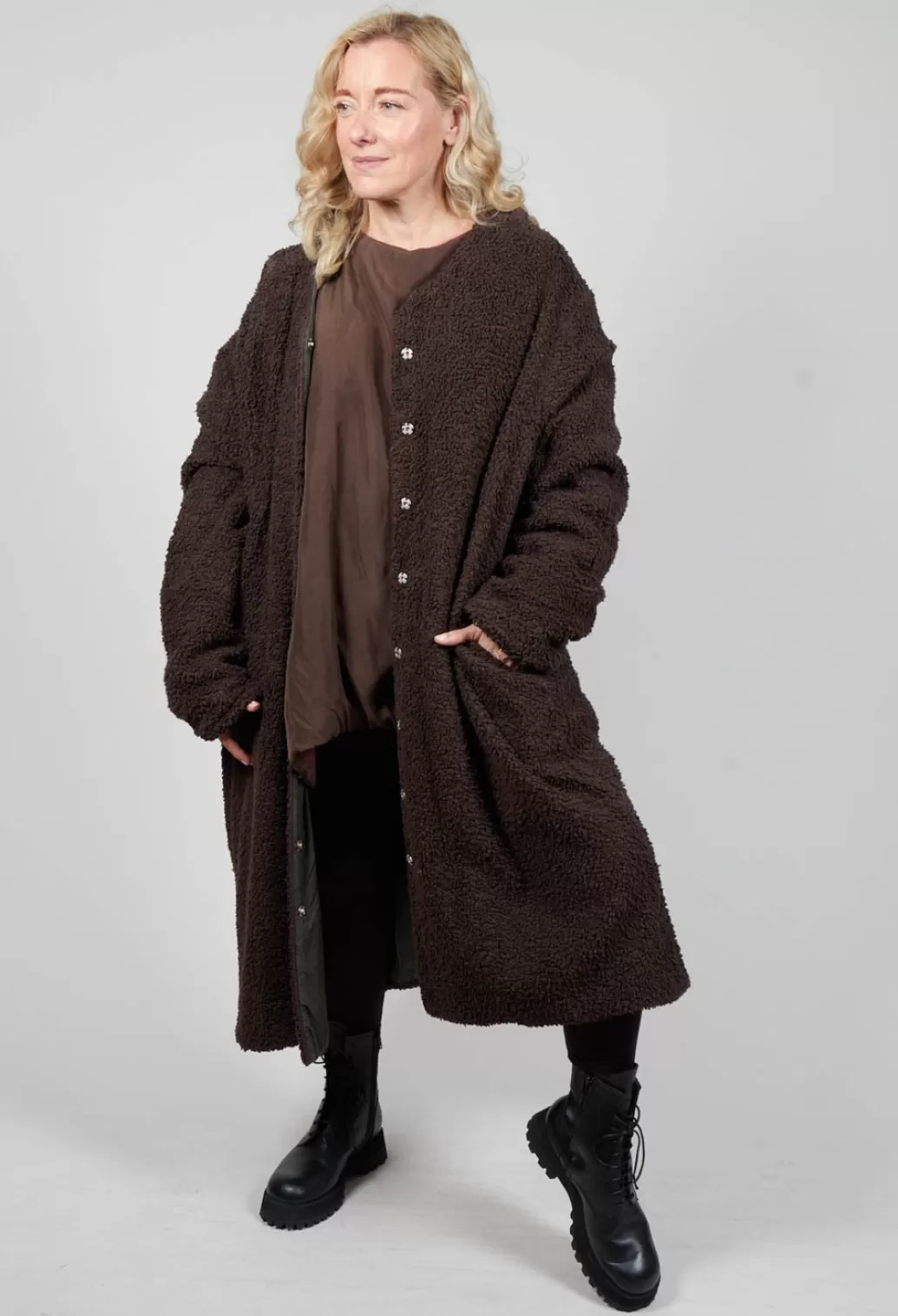 Coats^Privatsachen Wurdigeh Teddy Coat In Teak Brown