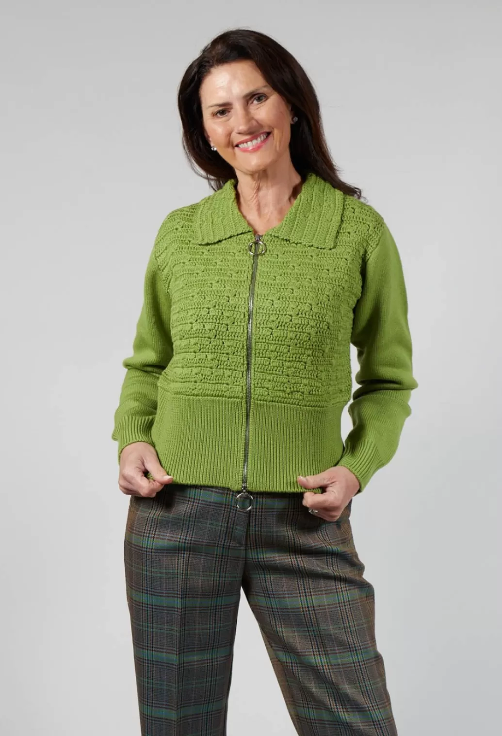 Cardigans^Beatrice B Zip Through Cardigan In Kiwi